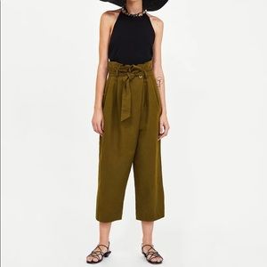 ZARA paperbag coton/linen pants XL